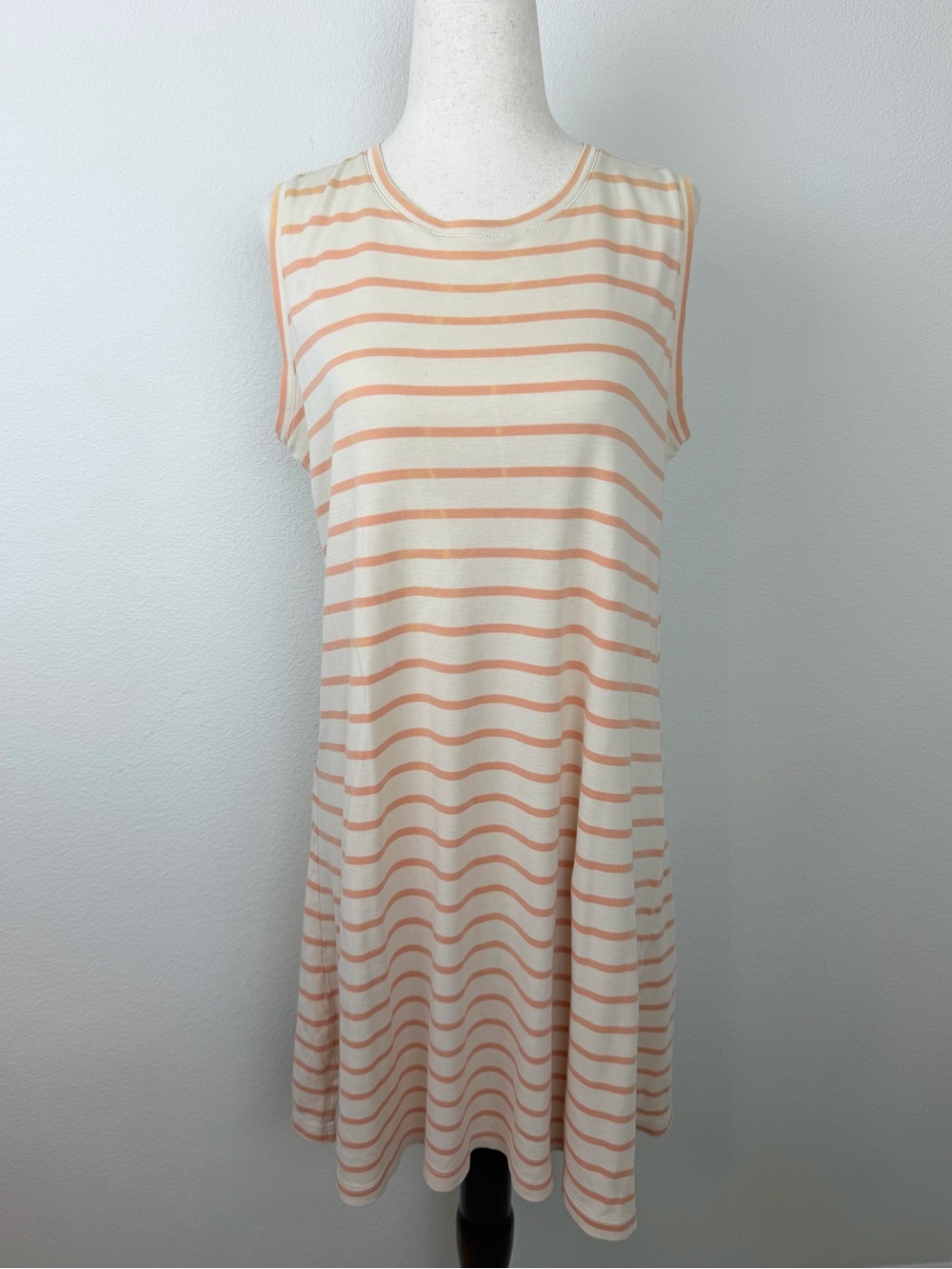 LAKE Pajamas Orange and Cream Striped Nightgown